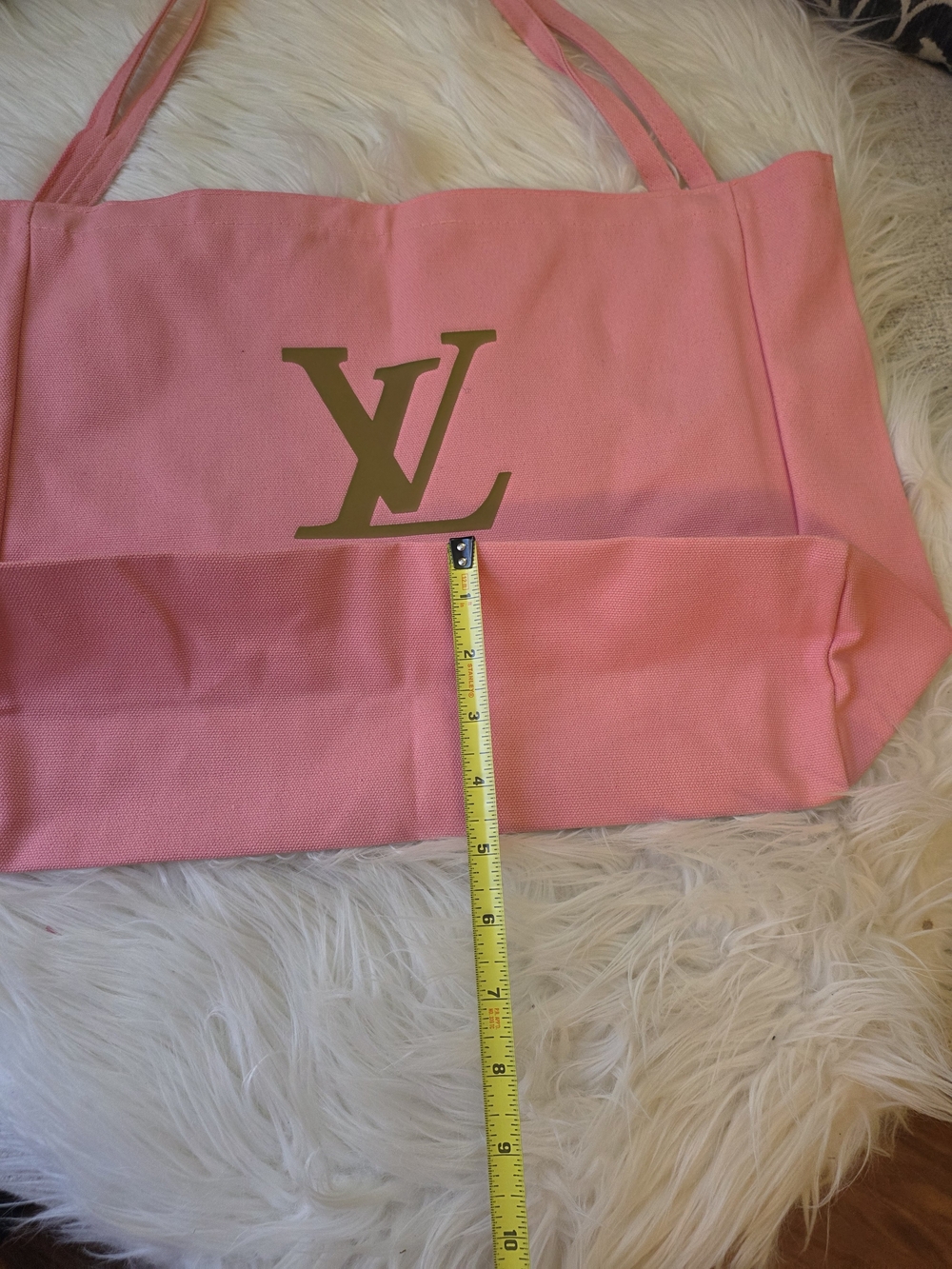 Pink Canvas Tote Bag With Slim Handles - Picture 8 of 9